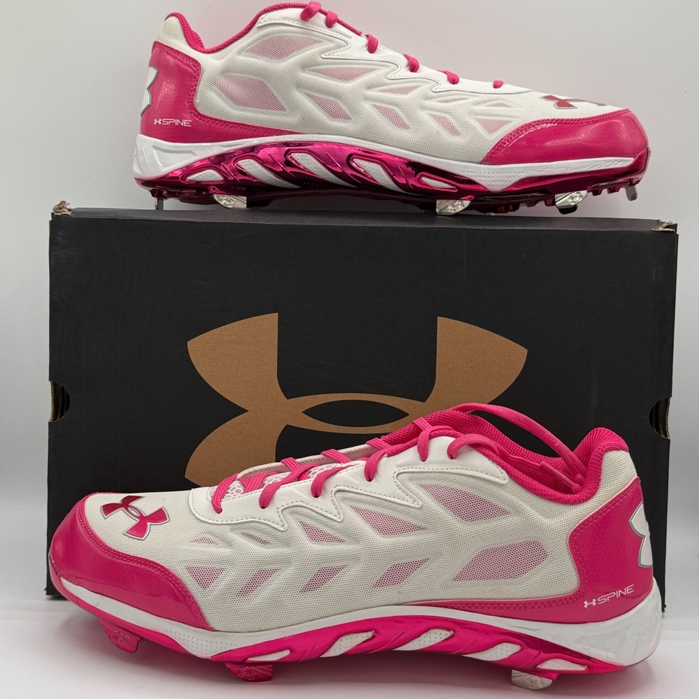 Under Armour Pink and White Athletic Shoes with Bold Design